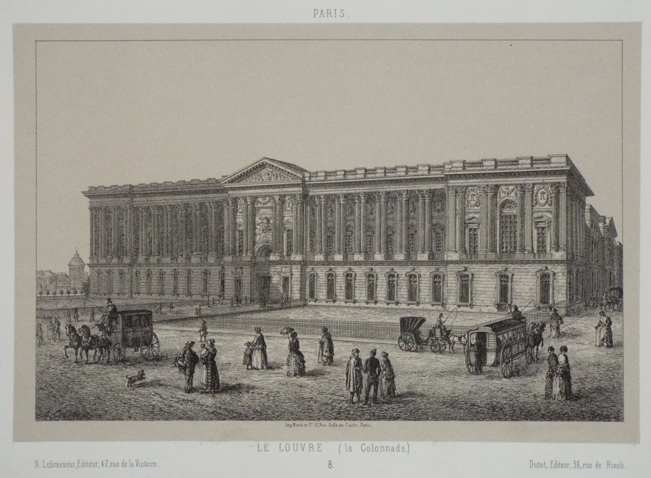 Lithograph - Paris. Le Louvre (la Colonnade.) 8 - Collette